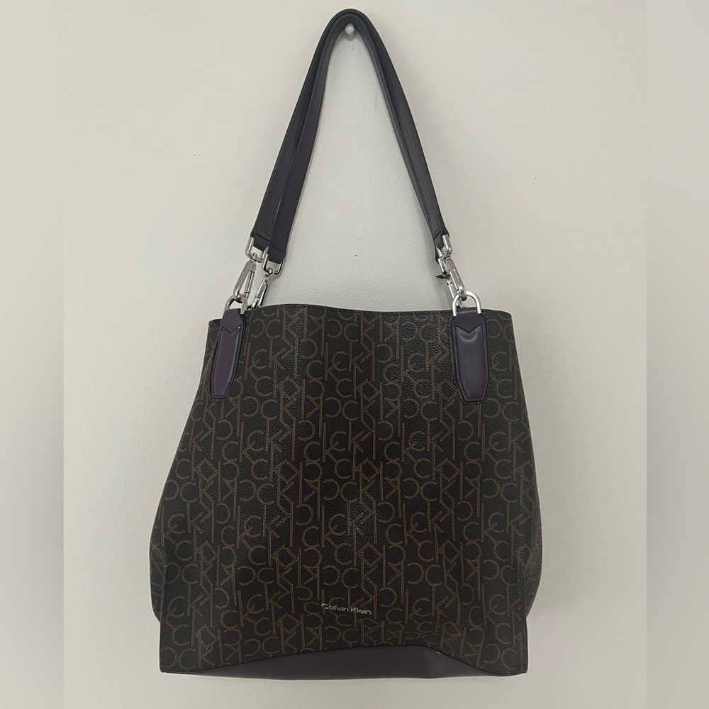 Calvin Klein Elaine Signature Monogram Triple Compartment Tote Bag